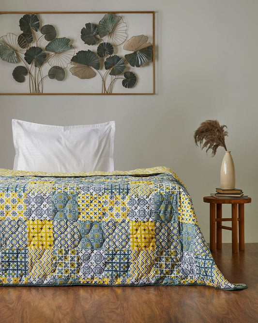 Egypt Patchwork Yellow Comforter- Single Bed