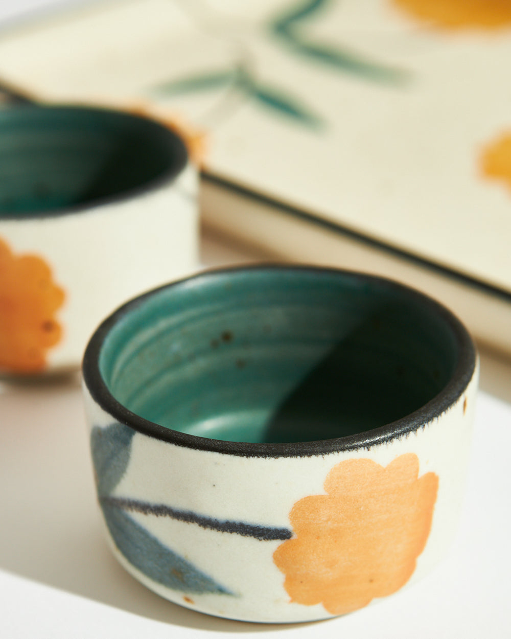 Marigold Chip & Dip Platter | Handpainted Stoneware