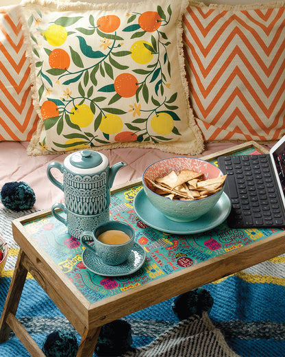 Things Indian Say Foldable Breakfast Tray- Teal