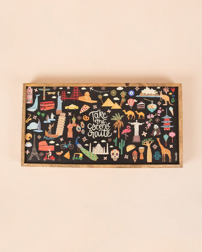 Take the Scenic Route Black Foldable Breakfast Tray