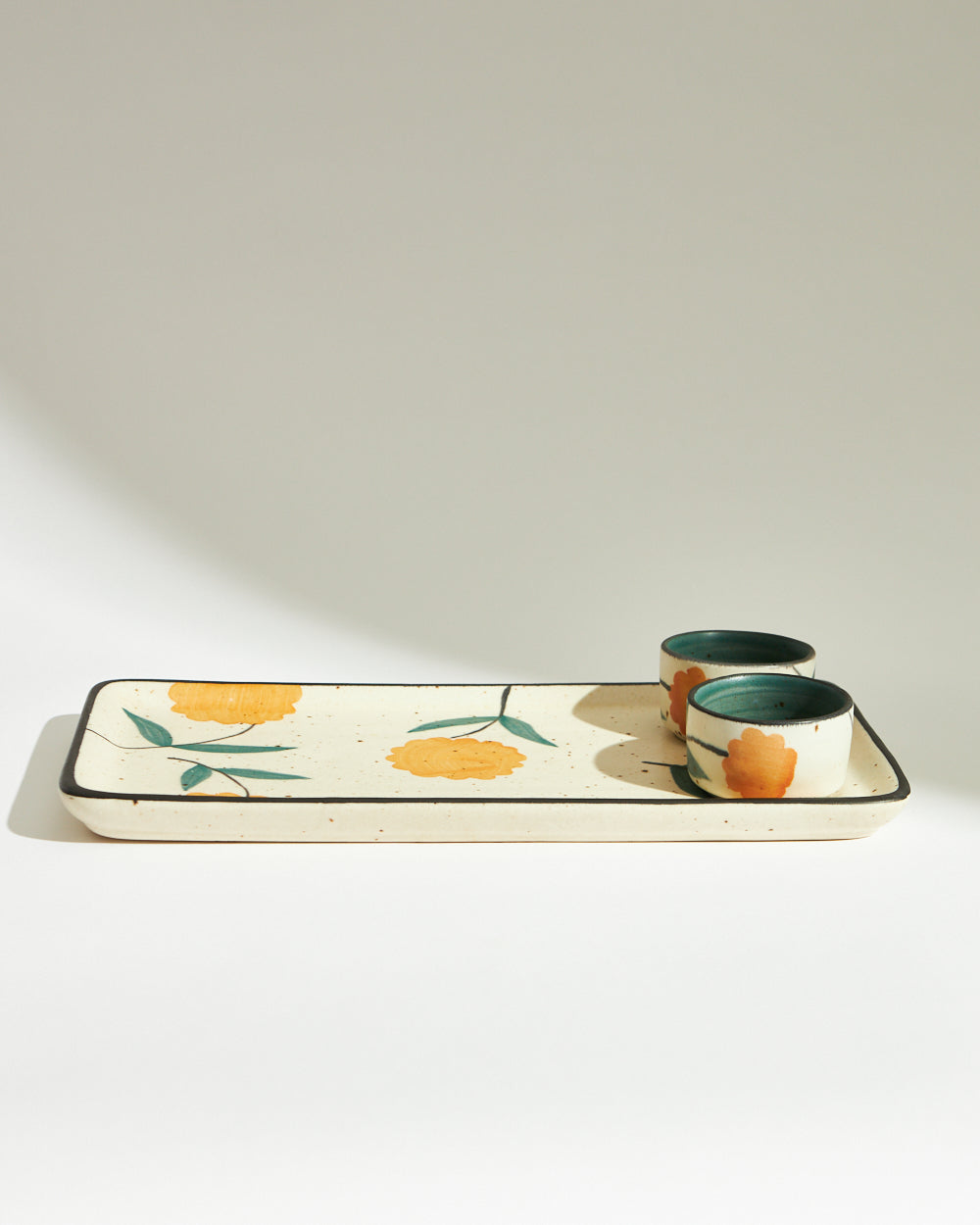 Marigold Chip & Dip Platter | Handpainted Stoneware