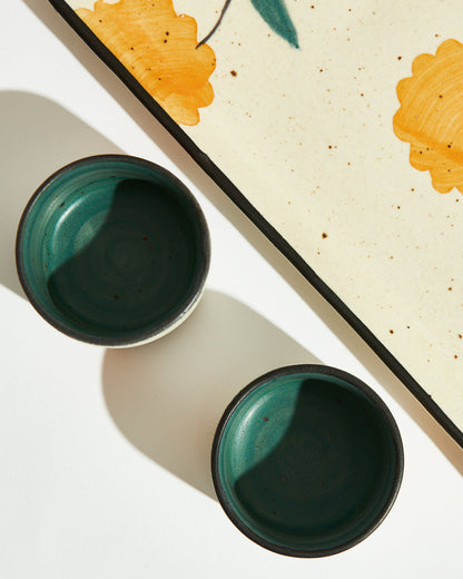 Marigold Chip & Dip Platter | Handpainted Stoneware